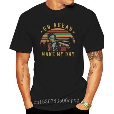Новая винтажная футболка Clint Eastwood Go Ahead Make My Day, черная-синяя, для мужчин и женщин, футболка высшего качества