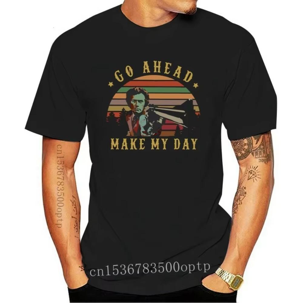 Новая винтажная футболка Clint Eastwood Go Ahead Make My Day, черная-синяя, для мужчин и женщин, футболка высшего качества