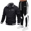 2026 Men's Bomber Jacket Set Casual Suit with Patchwork Pants Premium Quality 2-Piece Outfit