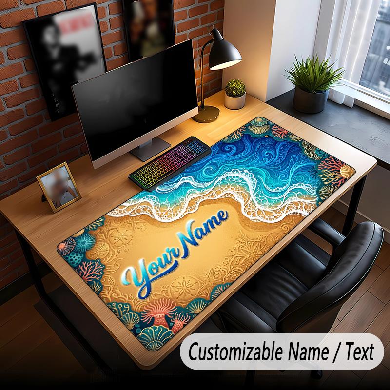 Fish Ocean Theme Custom Mouse Pad Personalized With Name Text Customized Desk Mat For Office Home Decor