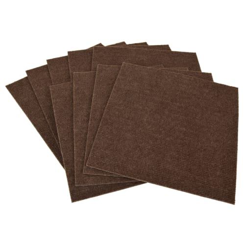 Watanabe Industries Japanese-Made Tile Carpet, Adhesive Pita Mat, Loop, 9-Piece Set, 30x30cm, Brown