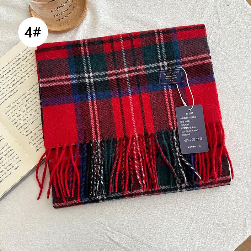 Autumn and Winter Color Blocked Plaid Scarf Winter Warm Scarf Warm and Versatile Plaid Scarf