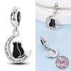 Copper Charms Cute Black Cat Shiny Star Moon Beads Pendants For Original Bracelet Fine Jewelry For Women Gifts Diy