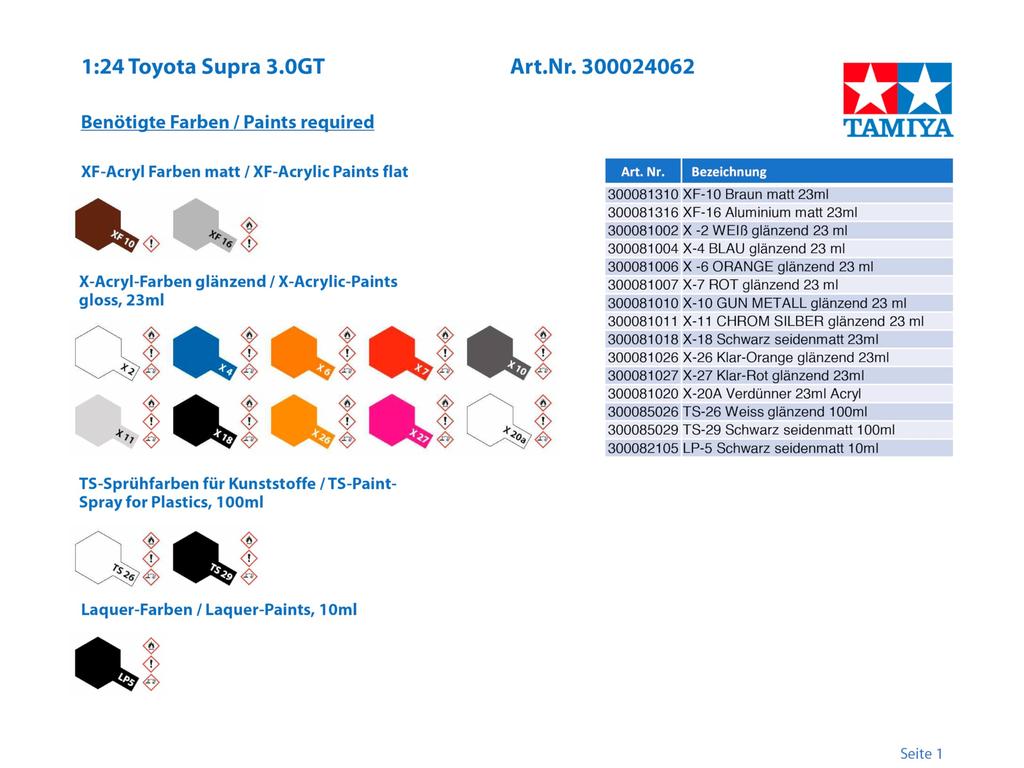 Tamiya Sports Car Series Toyota Supra Turbo 24062 1/24 No.62 3.0GT