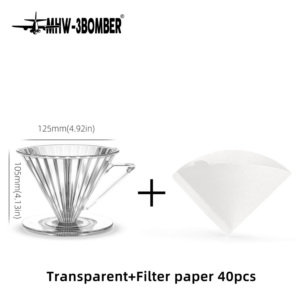 MHW-3BOMBER Pour Over Coffee Dripper with Paper Filter 1-4 Cup Hand Brewing Coffee Tools Professional Home Kitchen Accessories