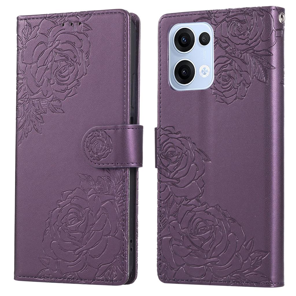 Для Oppo Reno13 5G (Глобальный) Чехол Кошелек из ПУ кожи с розовым цветком и 3 отделениями для карт