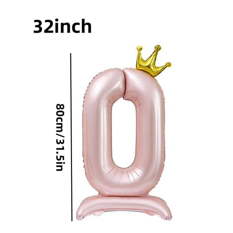 32-дюймовый стоячий цифровой шар из алюминиевой пленки в виде короны синий розовый стоячий цифровой шар украшение для оформления вечеринки в честь дня рождения