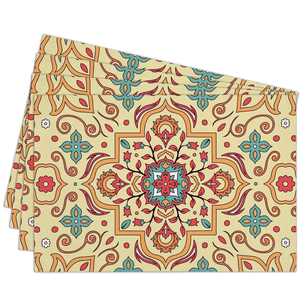 Cotton Linen Waterproof Placemats Set of 4, Baby & Kids Dining Mat Colorful You are My Sunshine Table Mats