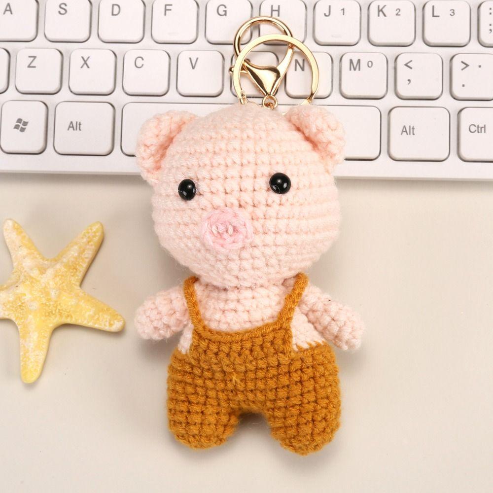 Backpack Charm Knitted Animal Keychain Handwoven Crochet Doll Key Ring Animal Pendant Friend Gifts