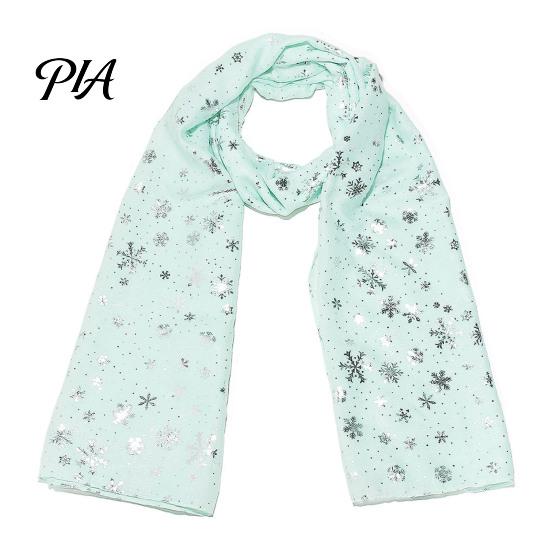 Soft Fabric Winter Gift Glitter Sparkly Foil Snowflake Print Scarf for Women, Christmas Warm Fashionable Neckwear Theme Shawl Wrap, Fall Lightweight
