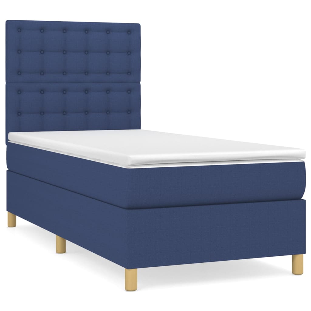 Box Spring Bed with Mattress Blue 80 x 200 cm Fabric