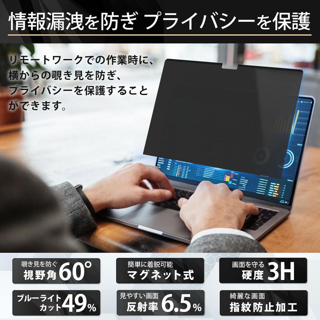 Lifeinnotech Magnetic Privacy Screen Protector for MacBook Air 13.6" (2025mm) M4/M3/M2, Blue Light Blocking, Anti-Glare, Double-Sided, Detachable