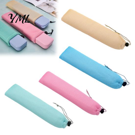 Polyester Straw Case for Kids Mesh Cutlery Drawstring Bag Straws And Chopsticks, Portable Breathable Compact Utensil Pouch Work Pouch, Lightweight