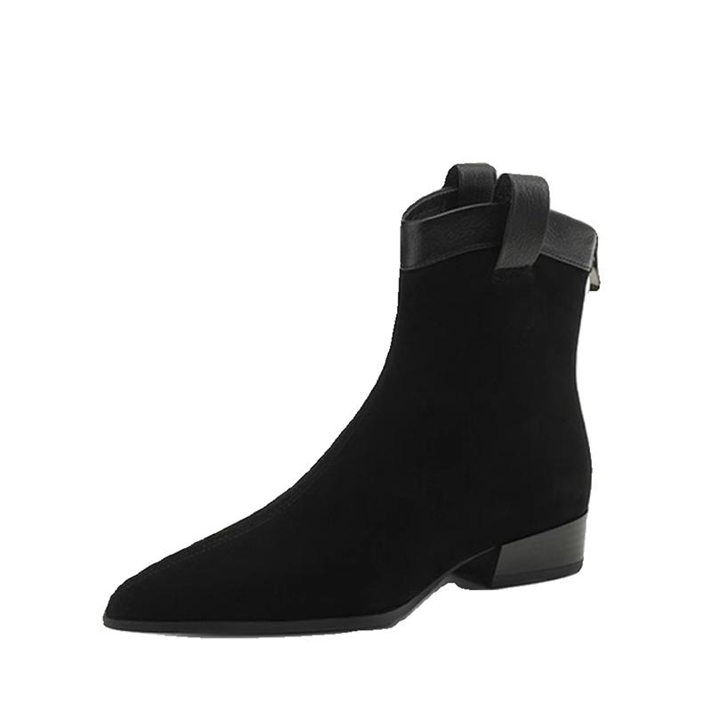 Винтажные женские ботильоны на квадратном каблуке, модные элегантные туфли с острым носком, лаконичные короткие ботильоны с эластичной резинкой