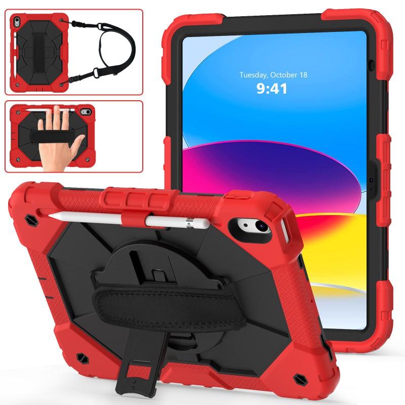 Silicone Protective Case With Wrist Strap IPad 10th Gen 10.9 Inch Rotating Stand Shockproof Anti-Slip Cover
