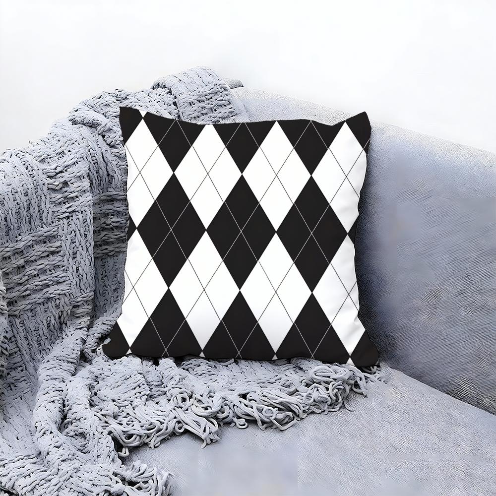 Shiny Diamond Pattern Print Cushion Cover Premium Comfort Reversible Pillow Cove Two in One Design for Any Room Car Interior