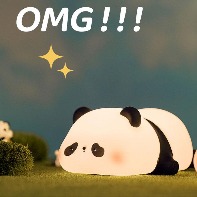 Lying Panda LED Night Light Touch Sensor Cartoon Kid's Nightlights Silicone Holiday Christmas Gift Bedside Lamp Bedroom Decor