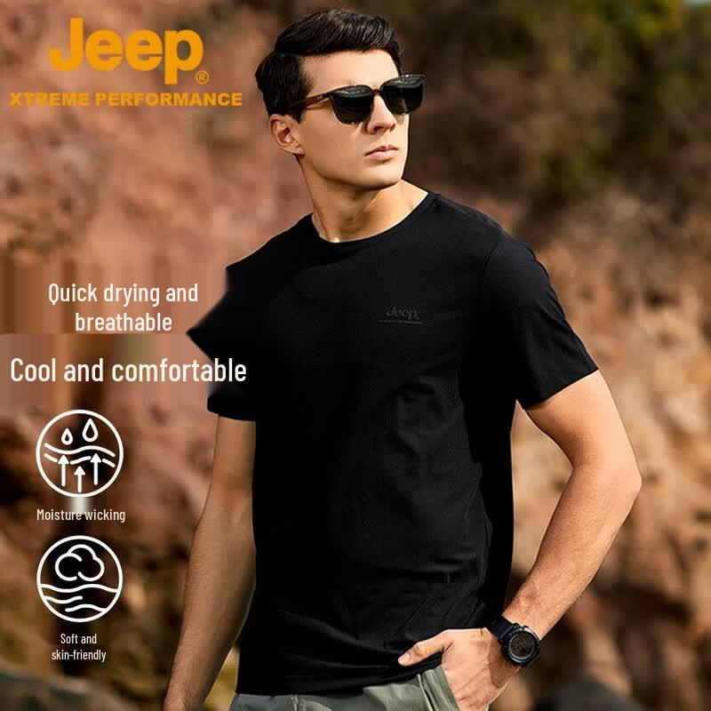 Jeep Мужская дышащая футболка с коротким рукавом, быстросохнущая