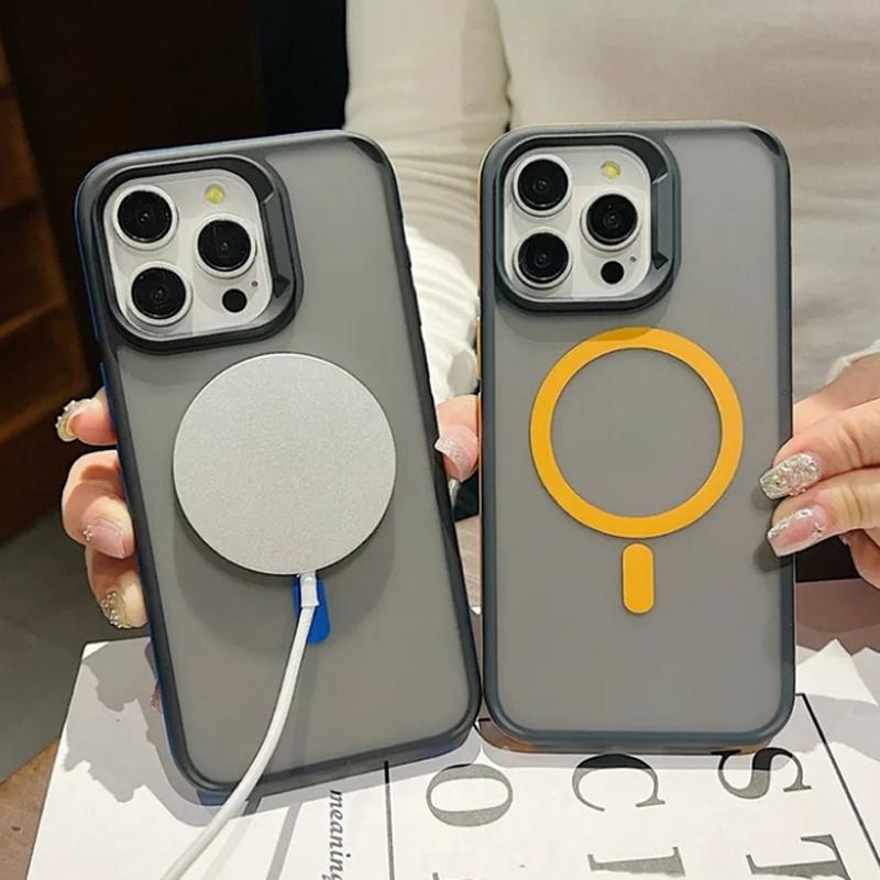 Магнитный роскошный матовый полупрозрачный бронированный противоударный чехол для iPhone 16 15 14 13 12 11 Pro Max Plus для чехла для беспроводной зарядки Magsafe