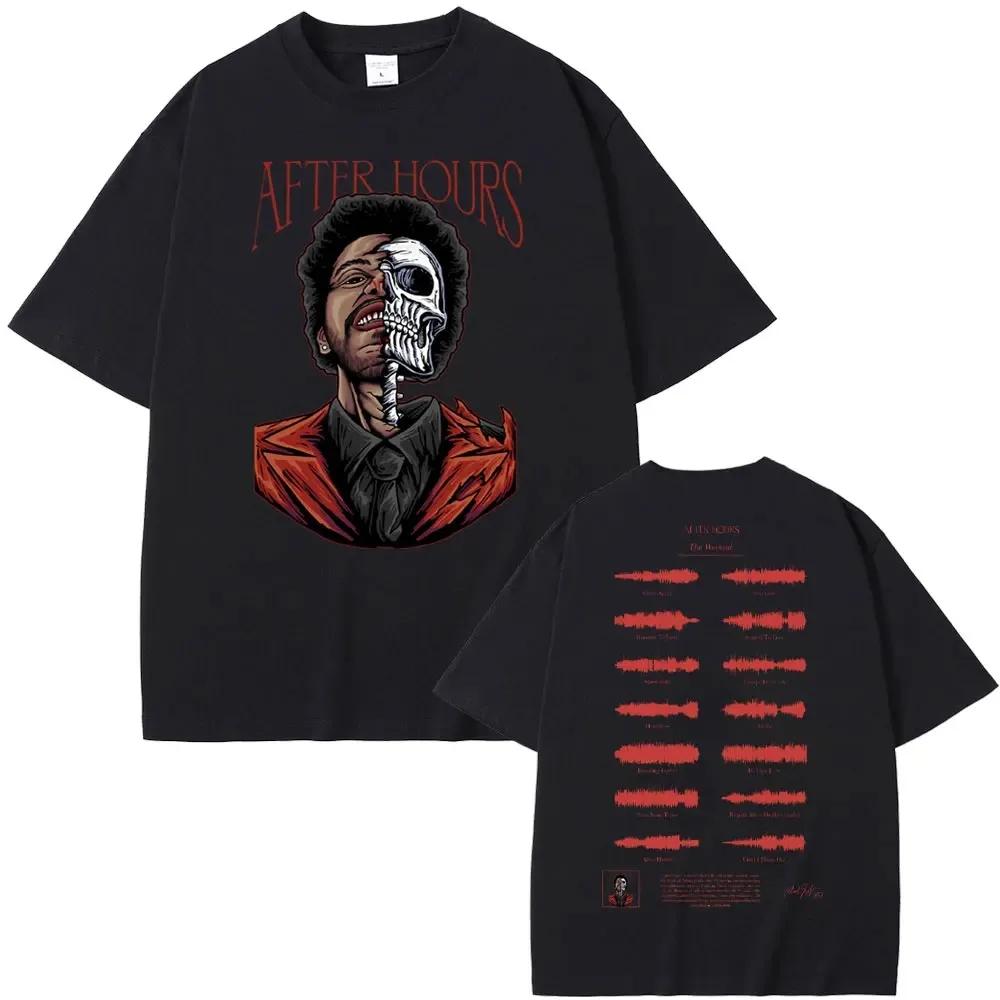 Футболка с графическим принтом "After Hours" рэпера The Weeknd, с изображением скелета, в стиле стритвеар, для мужчин и женщин, хип-хоп, оверсайз, винтажная мужская мода.
