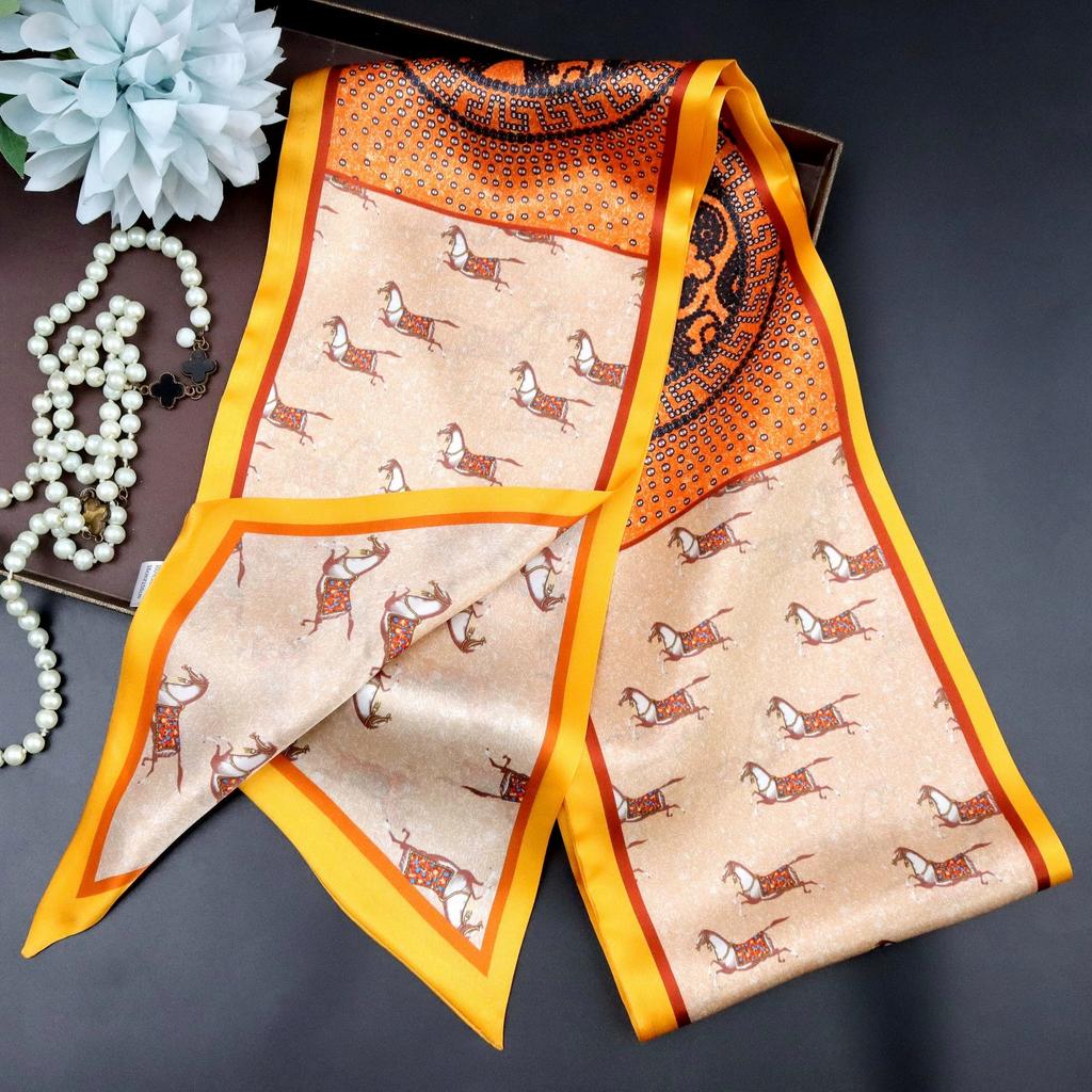 Галстук из тутового шелка для женщин Универсальный осенний стиль Шикарный узкий Многофункциональный декоративный Двухслойный шарф из 100% шелка