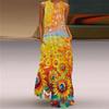 2024 Retro Multicolor V-Neck Sleeveless Long Dress