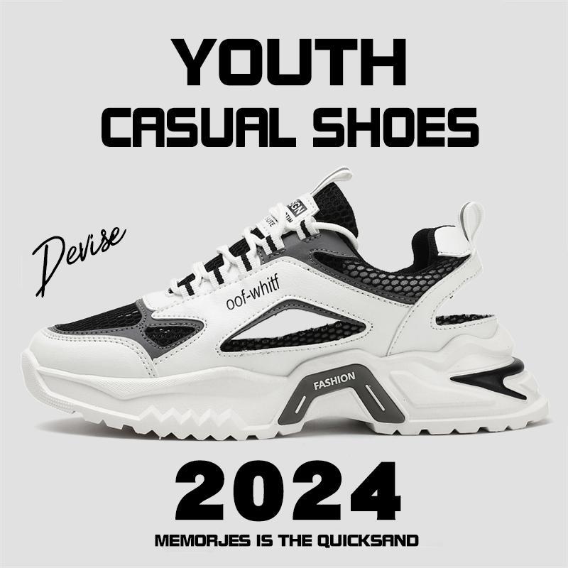 Спортивная мужская обувь 2025 новая летняя дышащая сетка студенческие сетчатые туфли популярные повседневные для мальчиков папы увеличение роста белые туфли