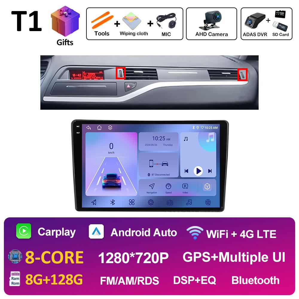 GPS Навигация Android 14 Для Citroen C5 2008 2009 2010 2011 2012 2013 - 2017 Автомобильный Мультимедийный Радио Видеоплеер QLED IPS Экран