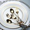 Stainless Steel Gold Cake Fork Dessert Forks Fruit Fork Ceramic Long Handle Used For Pastry in Party Snail Forks Restaurant