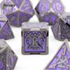 7 Pcs Purple Silver Double Swords Metal Dice Solid Polyhedral Dice Set Suitable for Role-Playing RPG    Board Game