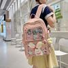 Anime Inspired Transparent Backpack With Pendant And Badge For Students And Daily Use