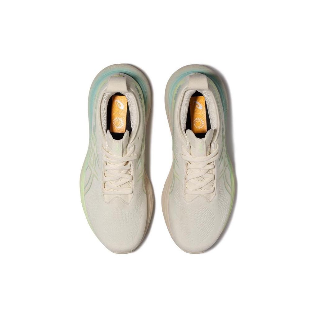 Asics Gel-Nimbus 25 Удобная Легкая Ткань Синтетическая Кожа Низкий Верх Марафонские Беговые Кроссовки Женские кроссовки Бежевый Синий 1012B628-750