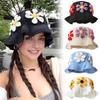 Women Bucket Hat Colorful Hollow Ruffles Cute Handmade Crochet Vibrant Knitted Hat Breathable Plush Hat Bowler Hat 56-58cm