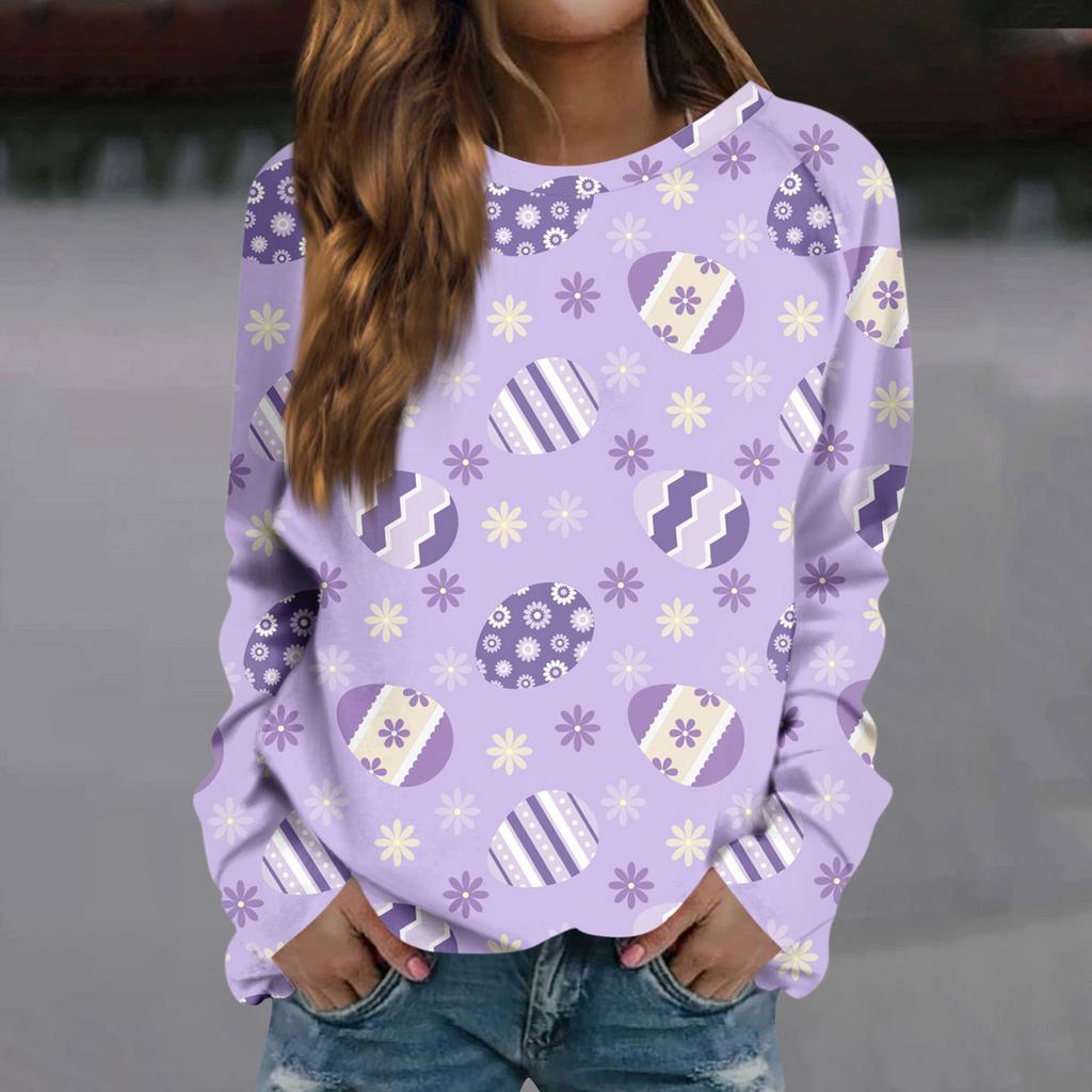 Женская мода повседневная толстовка с длинным рукавом и круглым вырезом с принтом