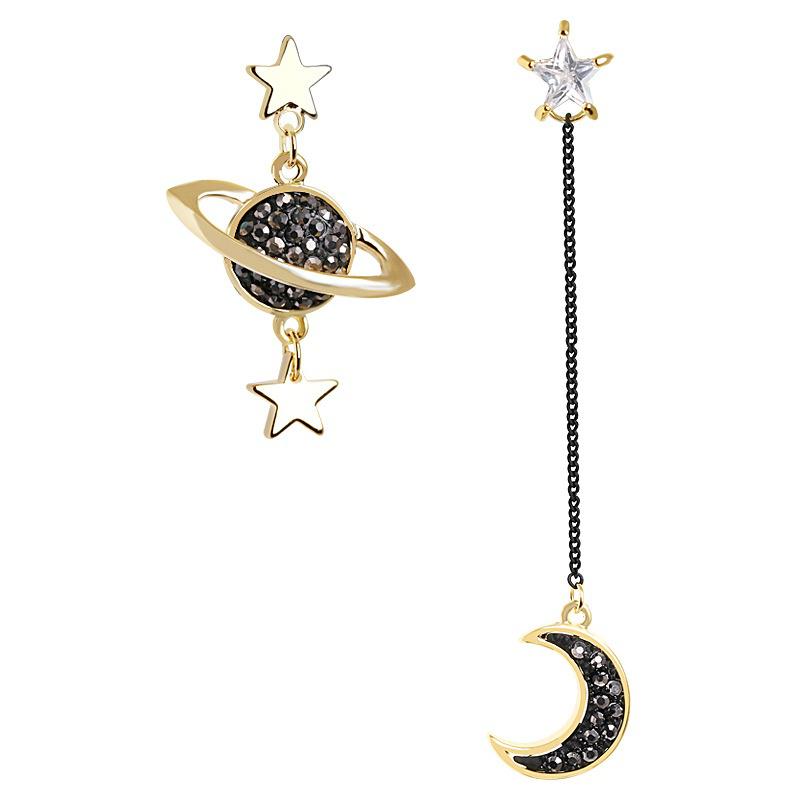 Асимметричные серьги нового дизайна для женщин, модные Bijoux Rhinestone Moon Star Planet Pendientes