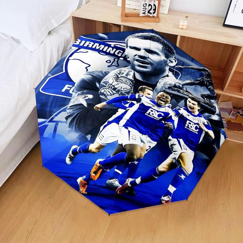 1PC Birming-ham Football Club Printed Umbrella Folding umbrella, automatic umbrella 8-Frame for Travel, camping Fan gifts Christmas Gifts