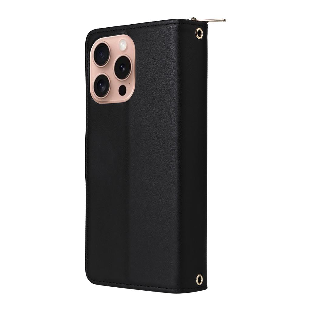 R20 Чехол для iPhone 16 Pro Кошелек с карманом на молнии Кожаный чехол для телефона
