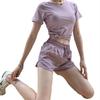 Женский летний комплект из трех предметов для йоги: Эластичная, быстросохнущая, дышащая и легкая спортивная одежда для фитнеса, бега и йоги.