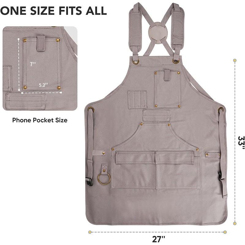 Heavy Duty Canvas Apron With Multiple Pockets Woodworking Electrician BBQ Grilling Outdoor Work Unisex