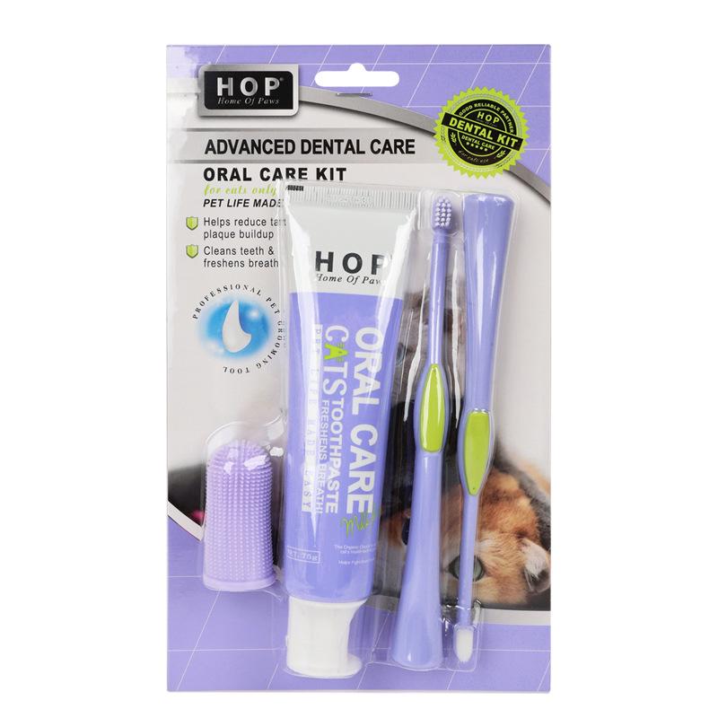 Набор для ухода за полостью рта домашних животных: Набор зубных щеток для кошек с маленькой головкой и пальчиковой щеткой - Щетина высокой плотности