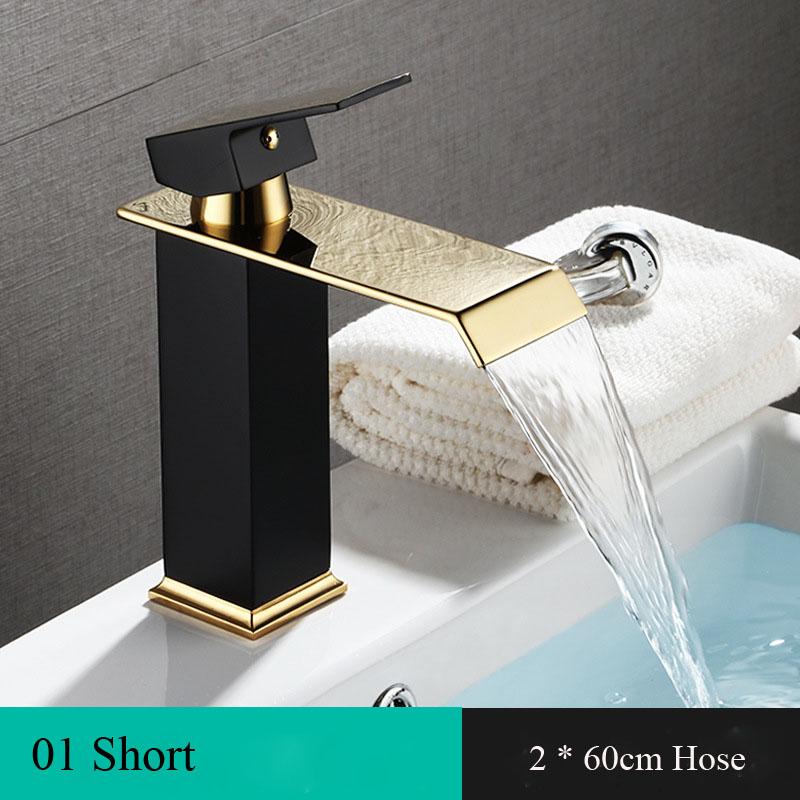 Waterfall Basin Faucet Brass Bathroom Wash Basin Mixer Tap Cold Water Vanity Vessel Sink Faucet Modern Deck Mounted Lavatory Tap Home