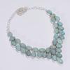 Elegant Top Grade Qualite 100% Natural Amazonite Oval Shape Ethnic Style Handmade Jewelry 925 Steling Silver Necklace 19" WSJ-4771
