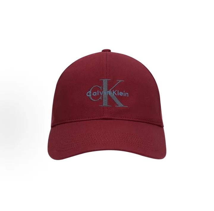 Calvin Klein Cotton Twill Baseball Cap, Contrast Off-White Calvin Klein Letter Embroidery Curved Brim Vintage Red Minimal Casual Sun Hat 4G5004G-WCV