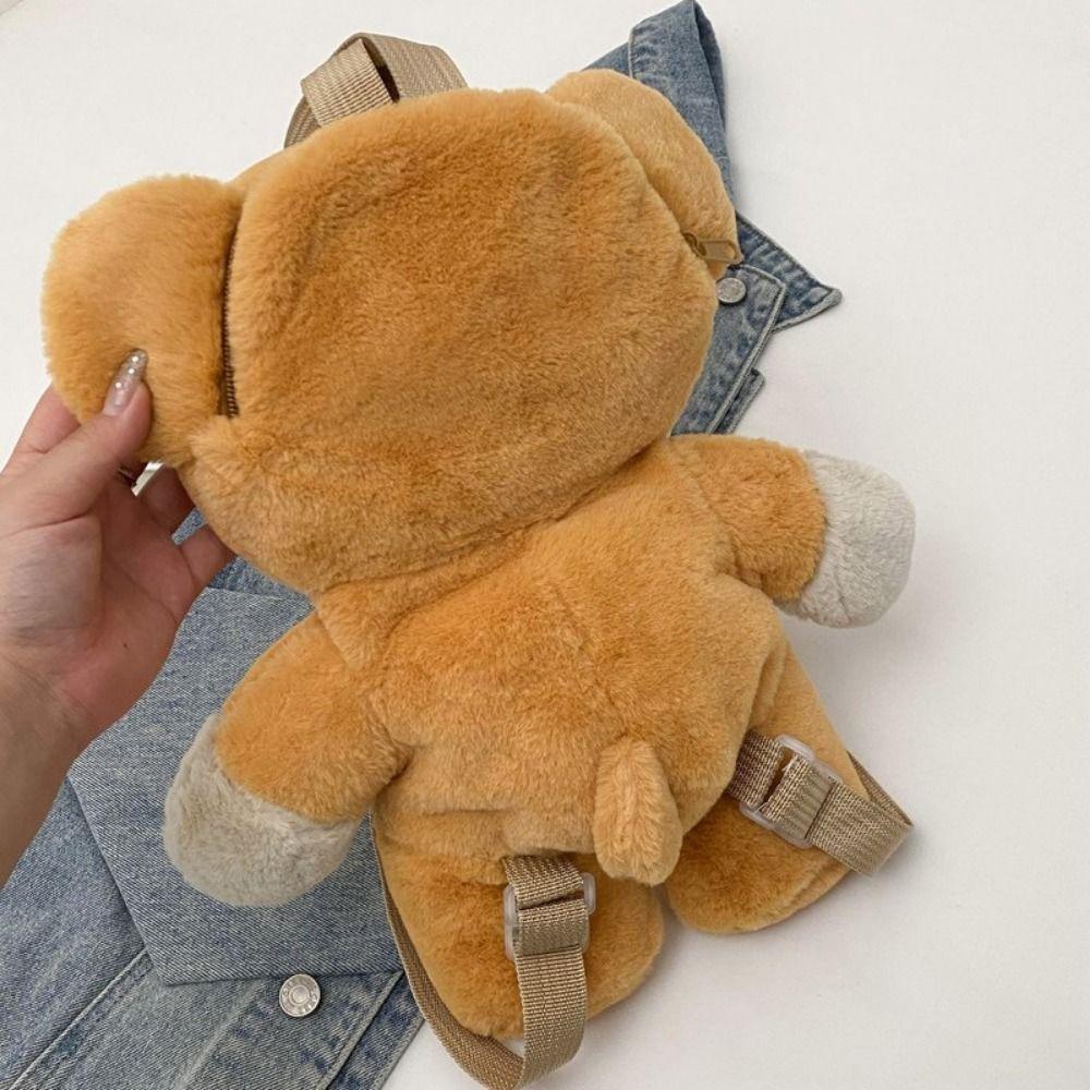 Multicolour Plush Shoulders Bag 3D Bear Animal Bag Casual Plush Bear Backpack Outdoor