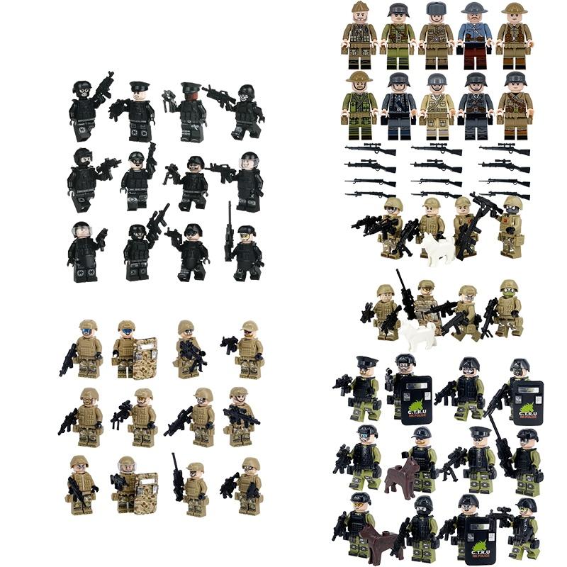 Mini Puzzle Game Set 8 Special Forces Action Figures With Removable Joints And Weapons