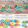 Детские Строительные Деревянные Блоки Четыре Цвета Форма Макарон Игрушка для Сопоставления Развивающая