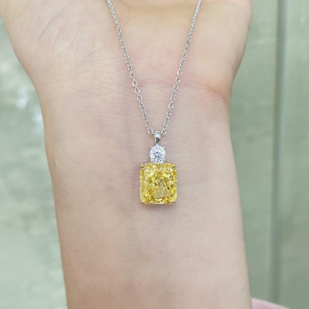 Gica Gema Высокоуглеродистые бриллиантовые ожерелья с серебром 925 пробы 9*10 мм Прямоугольный кулон Уникальный дизайн Романтические изящные ювелирные изделия Подарки для свадебной вечеринки