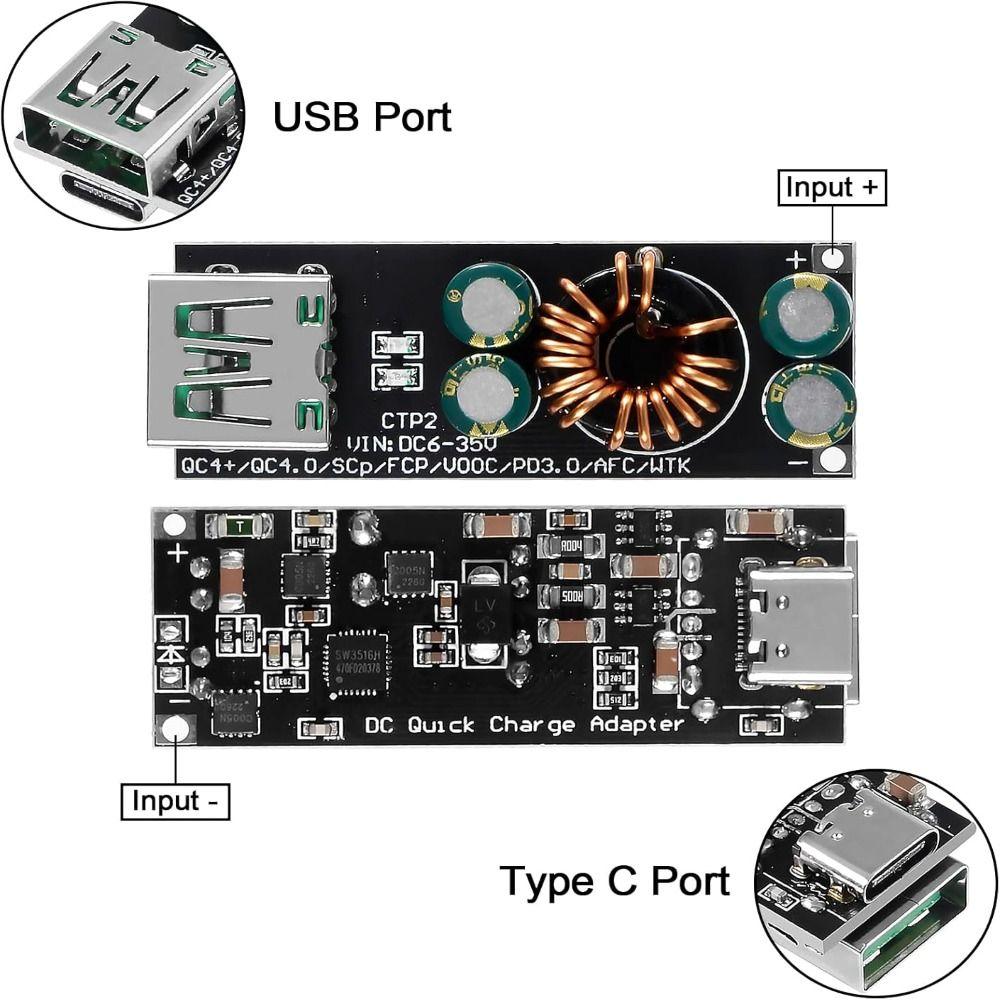 60W 6-35V Fast Charging Module USB Type C Quick Charge Adapter Step-Down Power Module  Mobile Phone