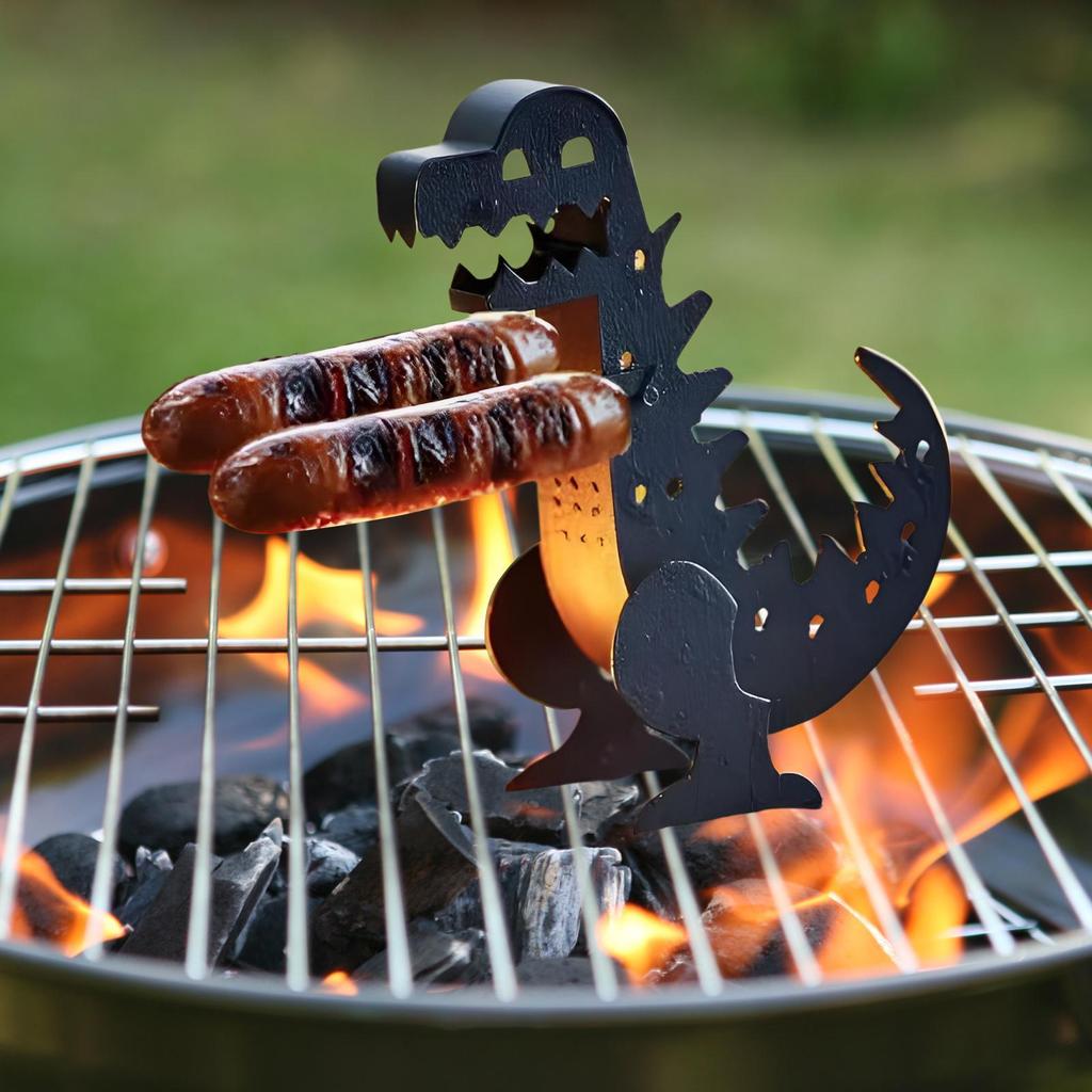 Funny Dinosaur Shape Grill Hot Dog Roller Hot Dog Grill Barbecue BBQ Rack Portable Camping Outdoor Grilling Cookware Tools