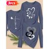 Three-piece set Elegant long-sleeved dress for women Faith Love Butterfly Print Round Neck Summer Dress T Shirt Suitable for spring